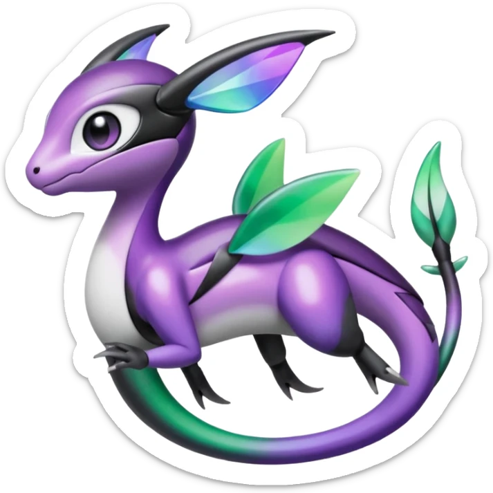 Violet-purple-black-white-gradients Meloetta-Rayquaza-Chatot-Pokémon-Fakémon-creature sticker