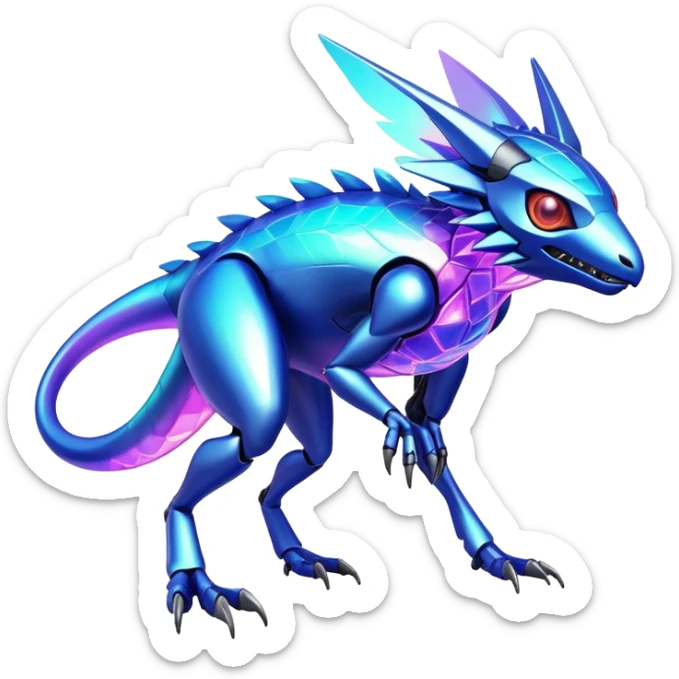  exotic colorful futuristic modern cyber-Fakémon-Digimon-Trico-Vernid-creature sticker
