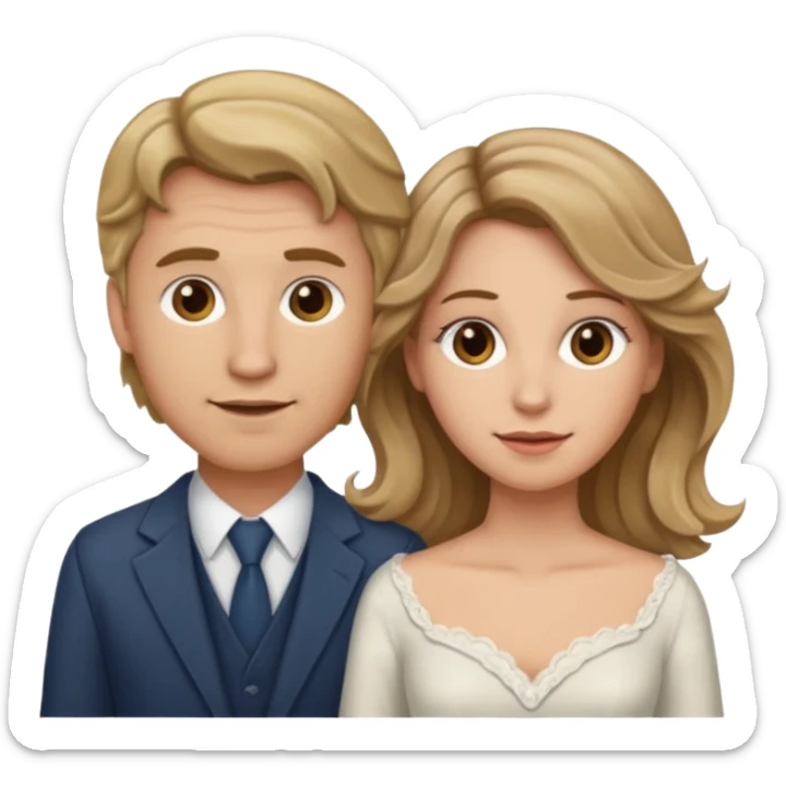 Married couple male dirty blonde hair and female brown wavy hair sticker