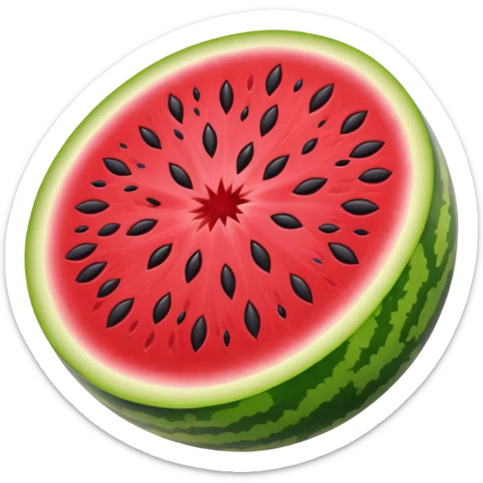 an emoji of an open watermelon but with purple rind instead of green rind sticker