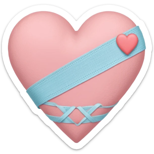 A minimalist pastel illustration of a heart with a small bandage, inspired by the ❤️‍🩹 emoji. Soft pastel colors — dusty pink sticker
