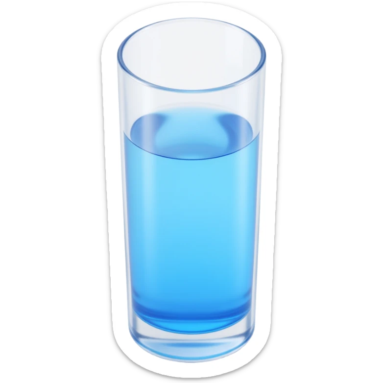 glass of water icon, skeuomorphism style sticker