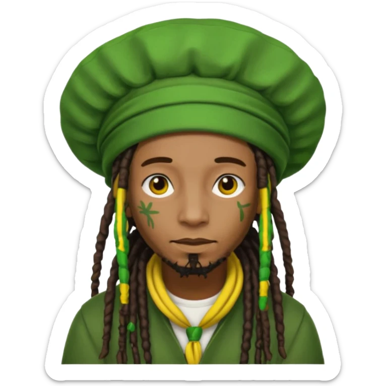 Jamaican dreads with a Jamaican bonnet no person just the hair sticker