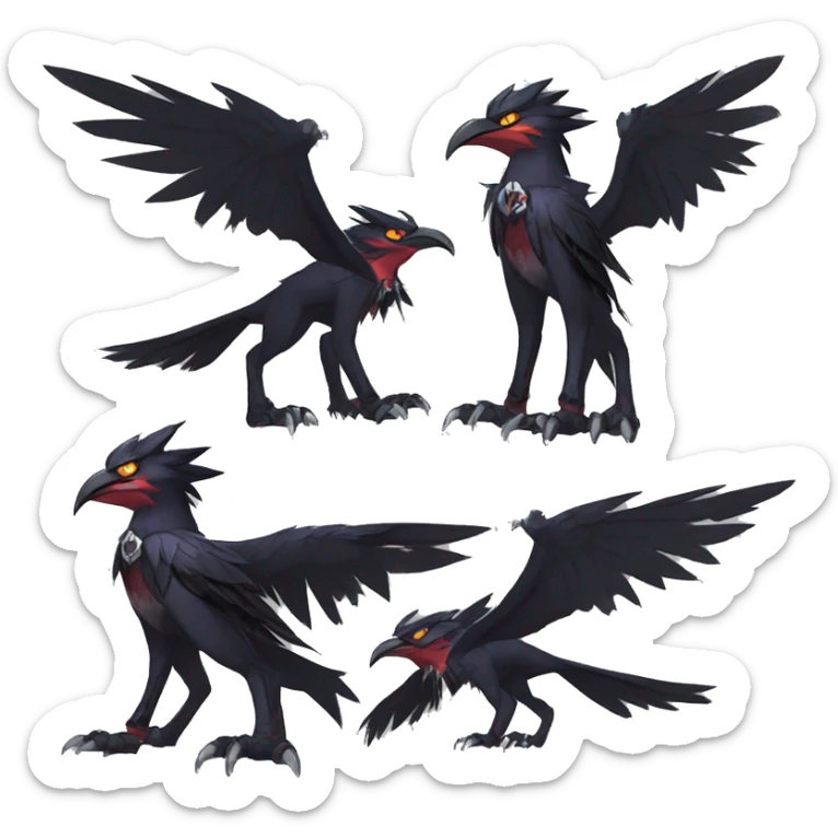 cool edgy black punk red nargacuga-raven-Noivern-cat-animal hybrid Fakemon collar full body sticker
