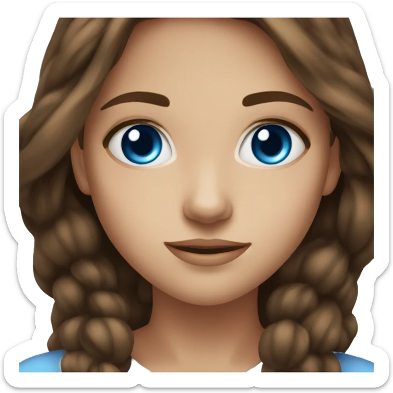 Pretty girl brown hair blue eyes sticker