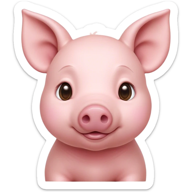 Cinematic Noble Piglet Portrait Emoji, Poised and regal, with a tiny, delicate build and a soft, smooth rosy-pink hide, deep-set soulful beady eyes, Simplified yet sharp and sophisticated features, highly detailed, glowing with a gentle, dignified glow, high shine, intelligent and endearing, stylized with an air of miniature nobility, focused and attentive, soft glowing outline, capturing the essence of a watchful and confident little piglet, so majestic it feels as though it could scamper out of the screen with effortless authority! sticker