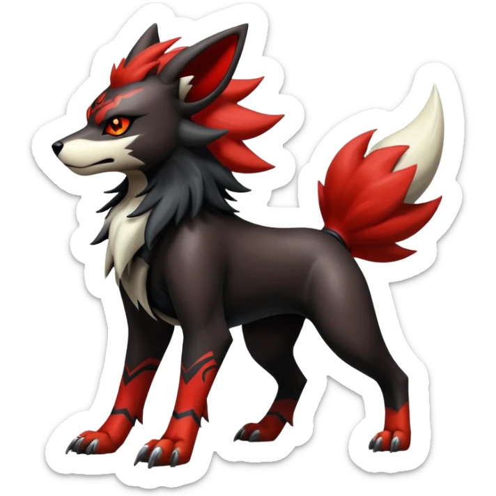 Shiny Gothic Exotic Punk’ish Cool Colorful Epic Futuristic Houndoom-Arcanine-Zorua-Torracat-Pokémon-Fakémon-hybrid-creature sticker