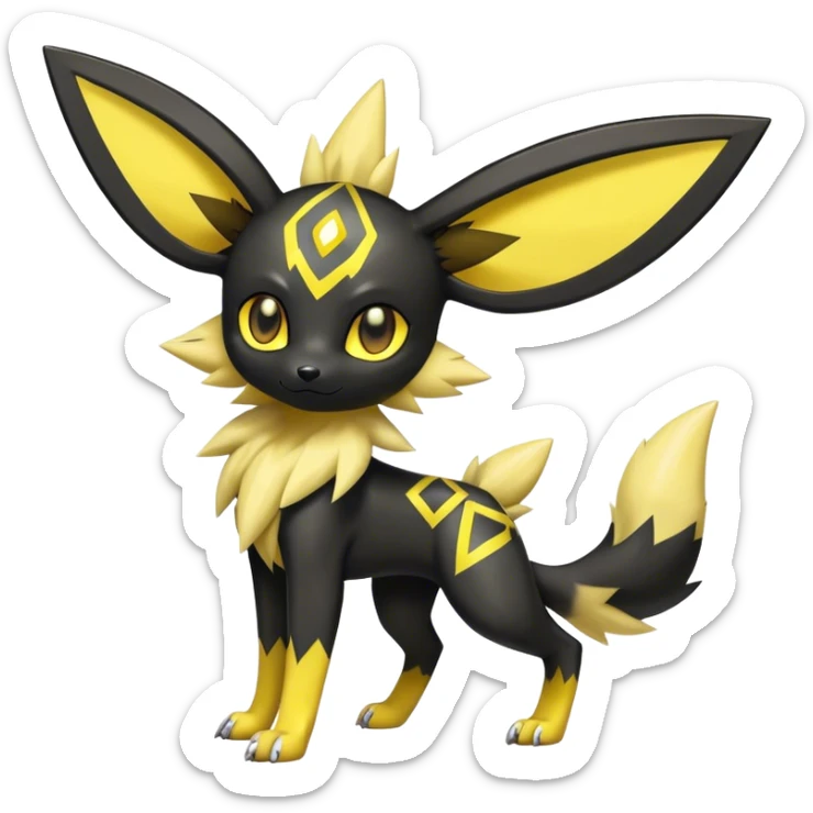 Shiny Cool Umbreon-Jolteon-Fakemon-hybrid-fusion- full body sticker