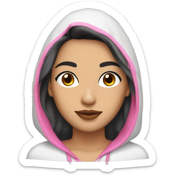 white woman that has long wavy black hair, hooded honey brown eyes, full pink lips, rosy chicks and full eyebrows  sticker