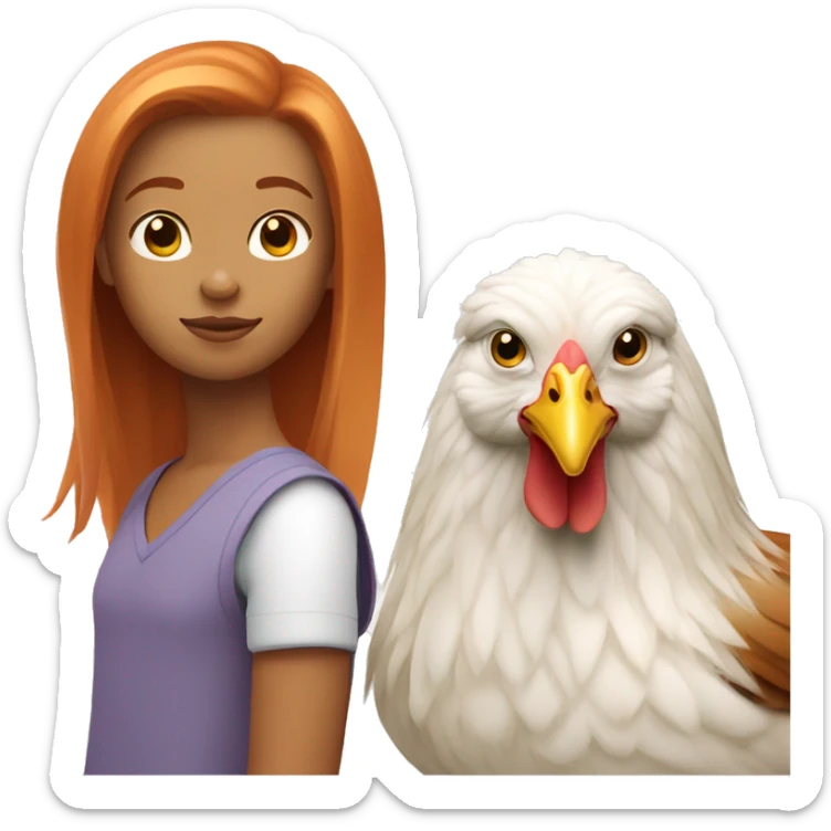 Ginger girl with straight hair and a brahma hen sticker