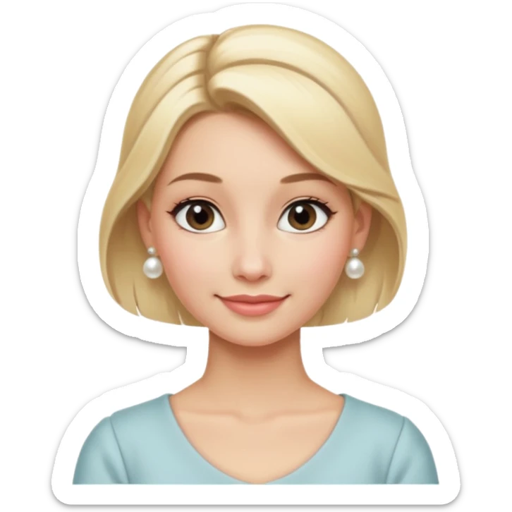 Blonde Women with Bun, Elegant Lady – blonde hair in neat low bun, pearl earrings, gentle smile.
 sticker