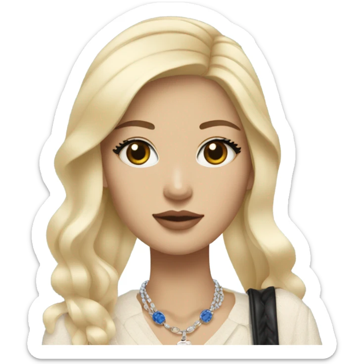 Blonde Chanel blue eyes Asian Girl with Birkin bag and Chanel necklace sticker