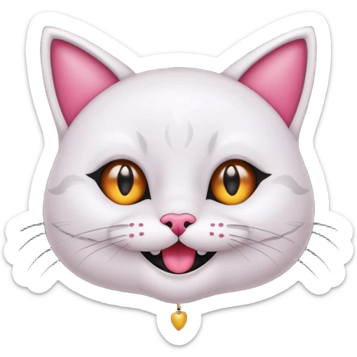 Gotito negro con ojos amarillo sonriendo feliz con los bigotes largos y disfraz de bruja de color rosa el disfraz con varita sticker