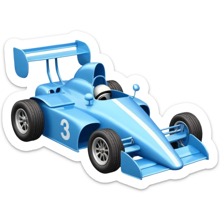 Light sparkling blue Antique-looking shopping cart (made of shopping cart material) race car with custom aero body and rear wing  sticker