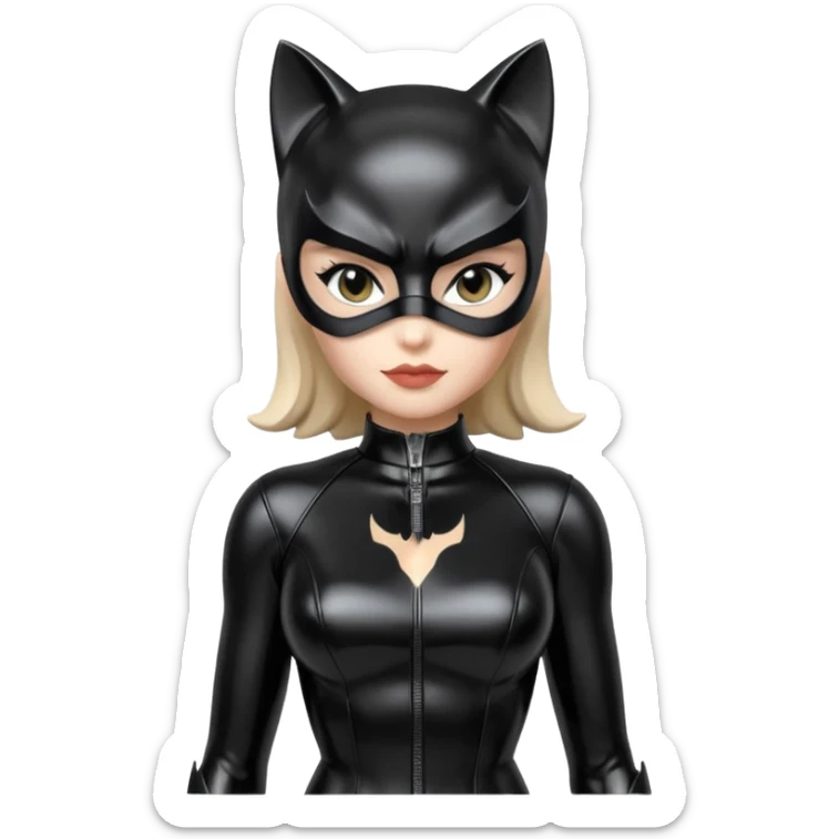 Isolated, ultra detailed illustration of the most incredibly pretty full body with patent leather outfit, DC Hero Catwoman
figurine imaginable, toy style. sticker