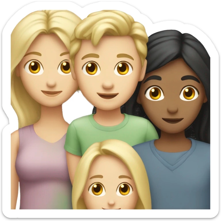 White family, 1 mom with dark hair, 1 boy with Blonde hair, 1 girl with long blond hair sticker
