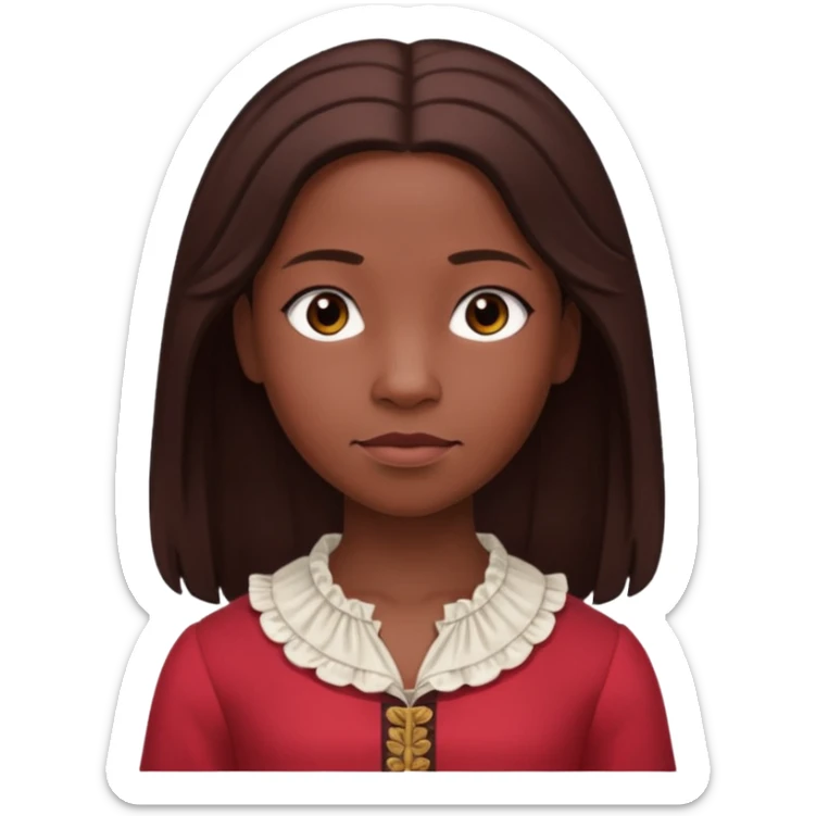 Patsey from 12 Years of Slave with dark brown hair, light red outfit sticker
