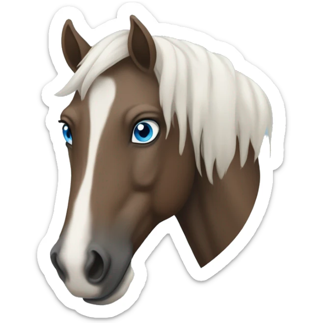 Norsiker horse portrait with blue eyes and white marking from the head and down to the nose. sticker