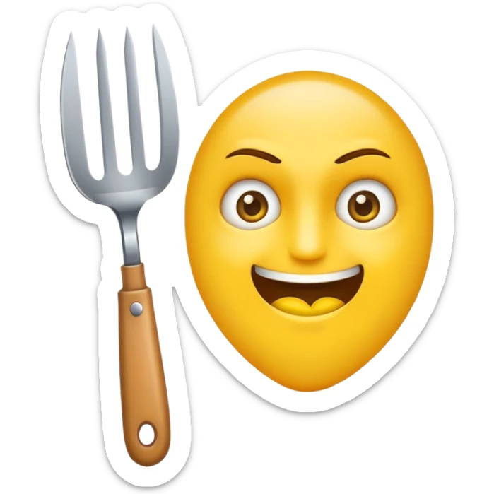 Un emoji jaune qui regarde avec des yeux de psychopathe et un couteau dans la main sans bouche sticker