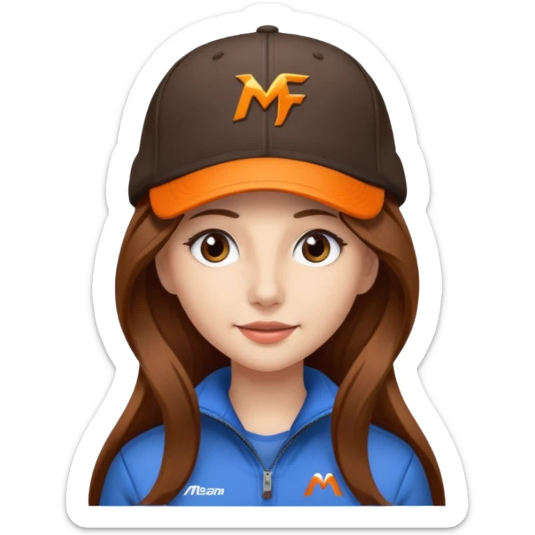 dziewczyna w długich brązowych włosach z czapką mclarena f1 sticker