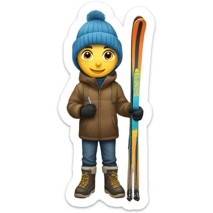 Boy and ski before school sticker