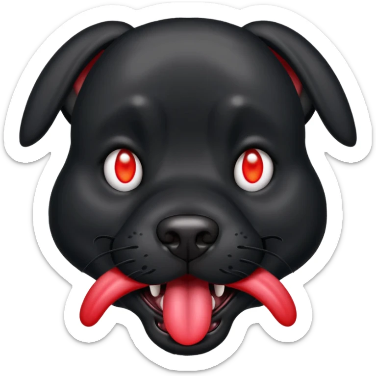 Generate a emoji of a big evil black dog with red eyes and a tongue sticking out sticker