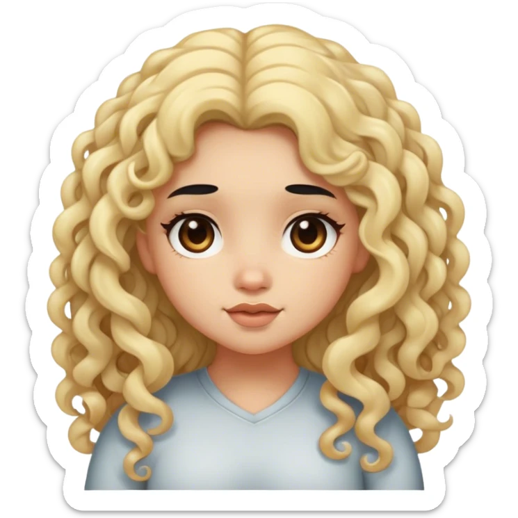 black hair blond girl with long curly hair make her little chubby sticker