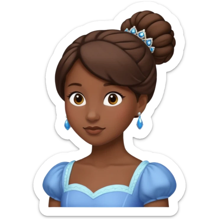 tạo cho tôi emoji tạo hình của công chúa da đen tóc nâu búi tóc 1 bên sticker