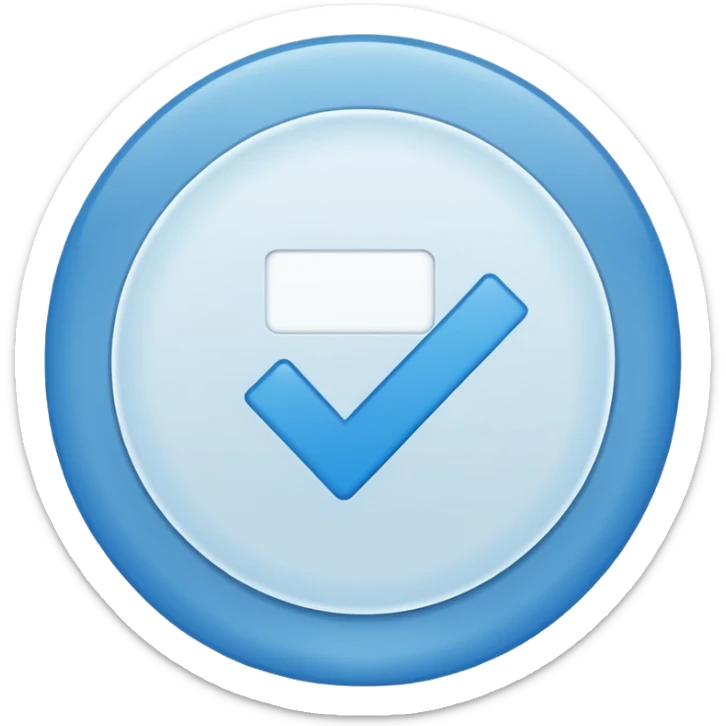 Un circulo de color azul claro que adentro este una palomita de color blanco sticker