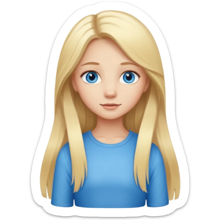 cute girl full body with long blonde hair sticker