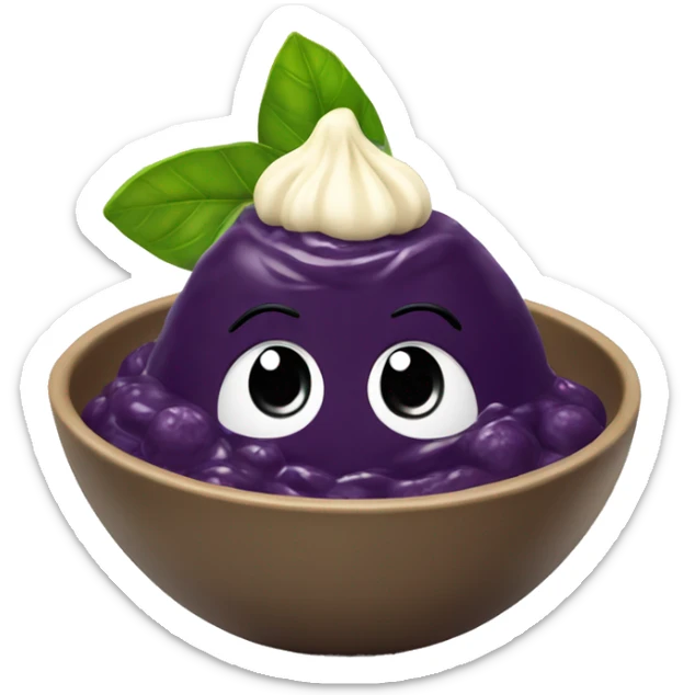 Açaí in a bowl with condensed milk and ninho on top of it sticker