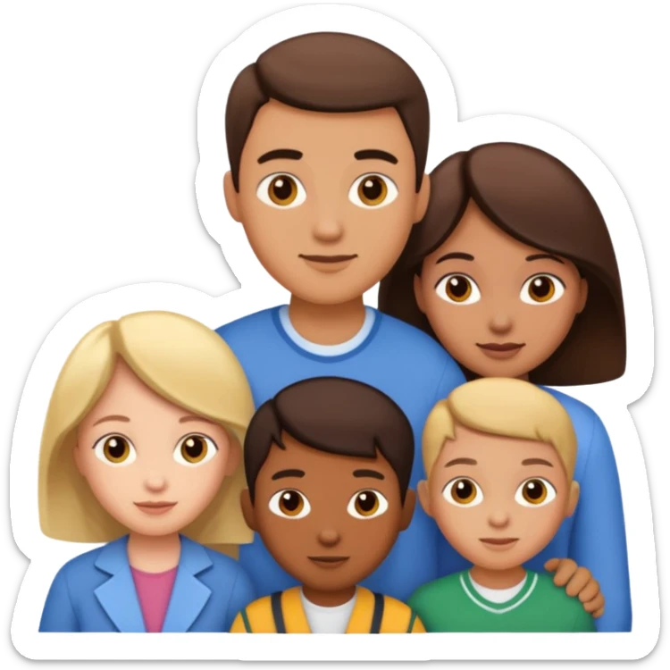 an american couples with 3 children in the age of school sticker
