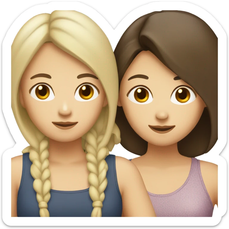 asian woman and brunette white girl lesbian couple  sticker