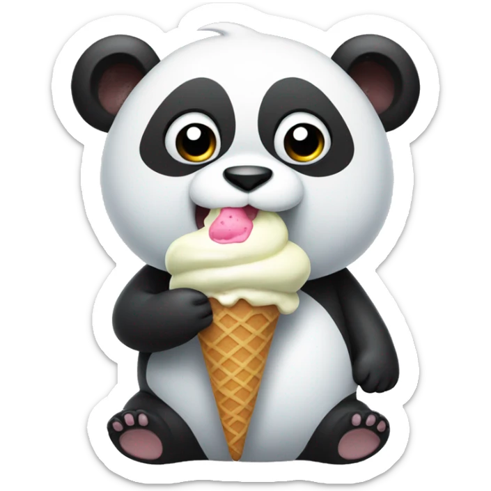 Panda eating ice cream sticker
