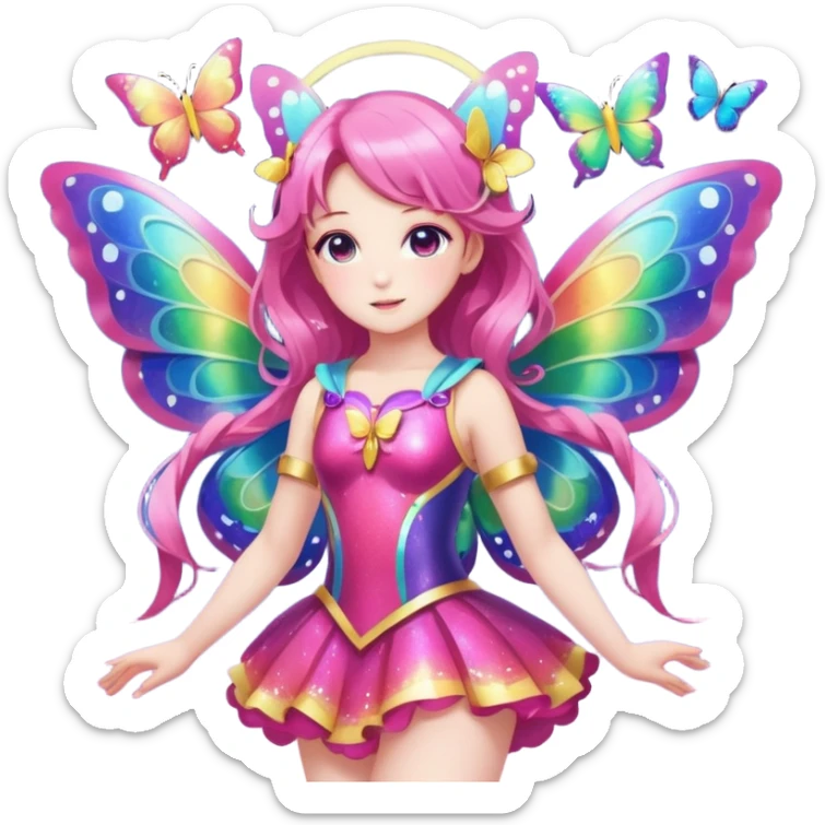 (1 Rainbow Glitter Magical Girl With Butterfly Wings), (1 Hot Pink Magical Girl With Butterfly Wings)(3 Sun Magical Girl With Butterfly Wings)(1 Moon Magical Girl With Butterfly Wings)(1 Aurora Borealis Magical Girl With Butterfly Wings)(1 Galaxy Magical Girl With Butterfly Wings) sticker
