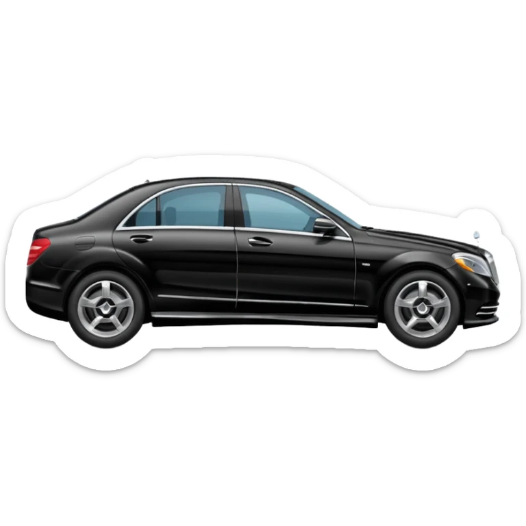 Crée-moi un emoji de Mercedes classe S sur le côté en noir sticker