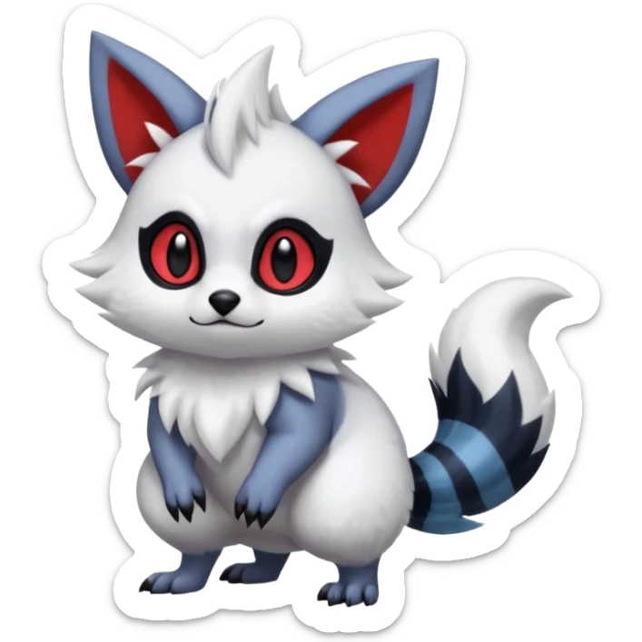 furry fuzzy Absol-Zorua-Furret-Zangoose-Chinchilla-fusion-animal-Fakémon-hybrid-creature  sticker