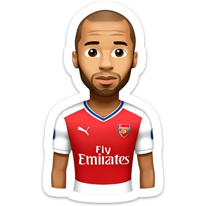 Add an Arsenal jersey to Thierry Henry in a football theme, keeping the emoji style. sticker