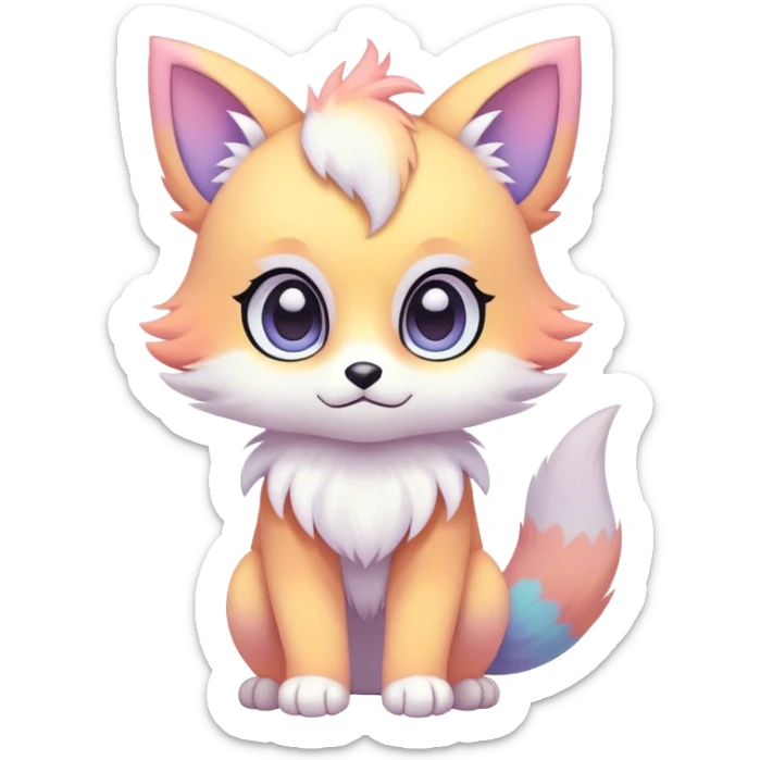 Kawaii colorful pastel ethereal anthro fursona Fakemon sticker