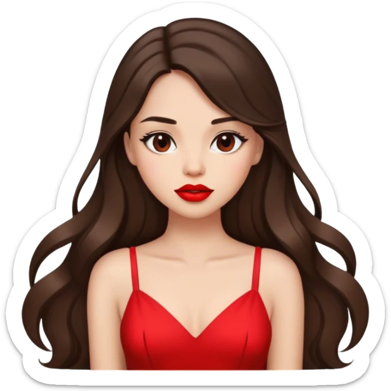 brunette girl with long hair and red lipstick in dress sticker