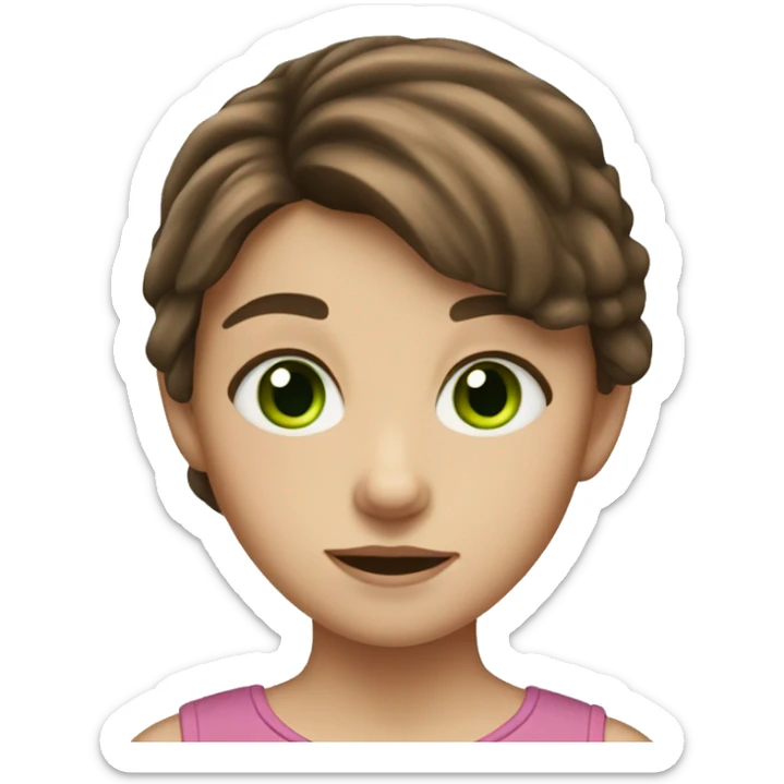 An 11 year old girl with brown hair and green eyes and is from europe sticker