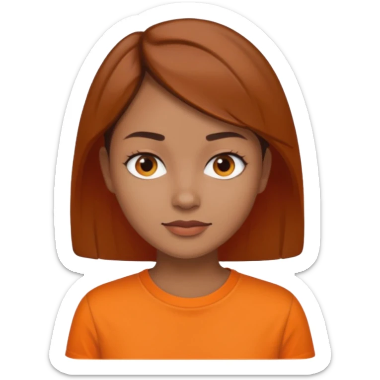 medium tone skin, short brown hair orange shirt woman sticker