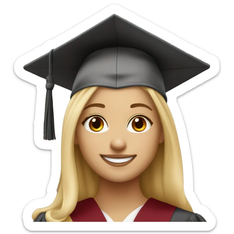 Blonde girl smiling wearing university of Chicago Loyola graduation sticker