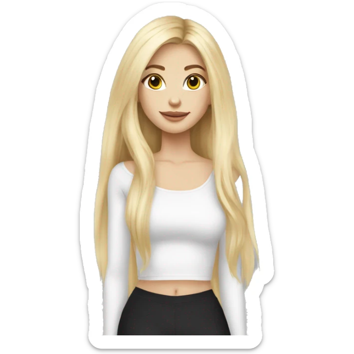 White Blonde girl with long hairs wearing long sleeves crop top sticker