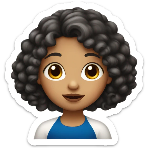 Italian little girl with long black, curly hair and red lips sticker