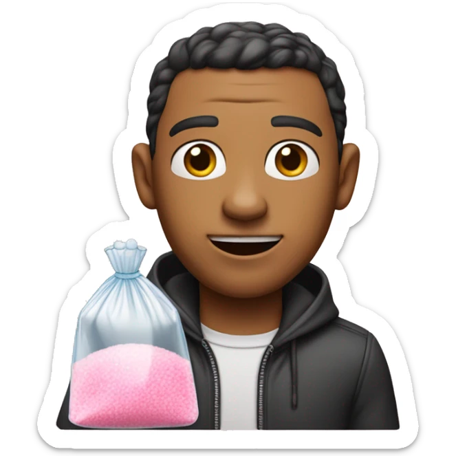 “The pink panther” movie character holding a clear zip lock bag with salt in it sticker