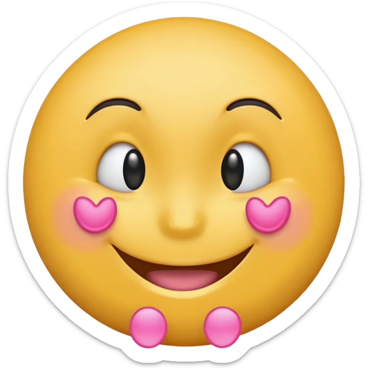 smiling yellow round emoji with pink money signs as eyes, wide grin sticker