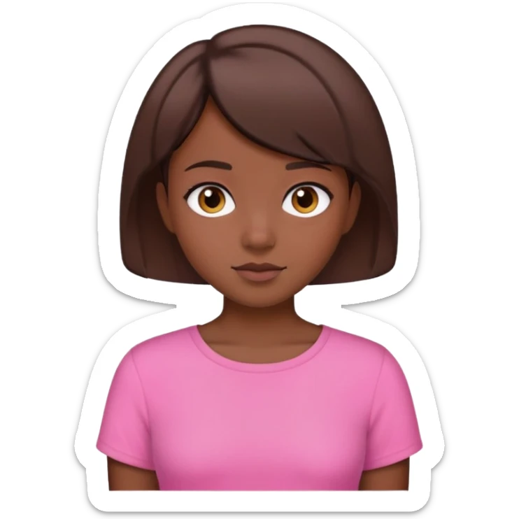 I need a girl with brown short hair, a lil dark skin, with a pink top  sticker