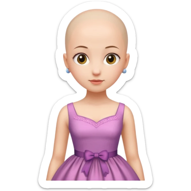 create pretty girl with bald head and pretty dress shot is waist close sticker
