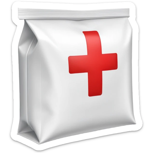 Discreet medical packet for intimate health clinic with small red cross and heart symbol, sealed packet sticker
